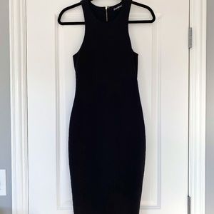 Black Jacquard Body Con Dress